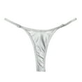 thumbnail image 2 of opolski Women G-string Glossy Triangle Shape Solid Color Elastic Soft Mid Waist Adjustable Strap Anti-septic Breathable Thong Lady Briefs Panties, 2 of 8