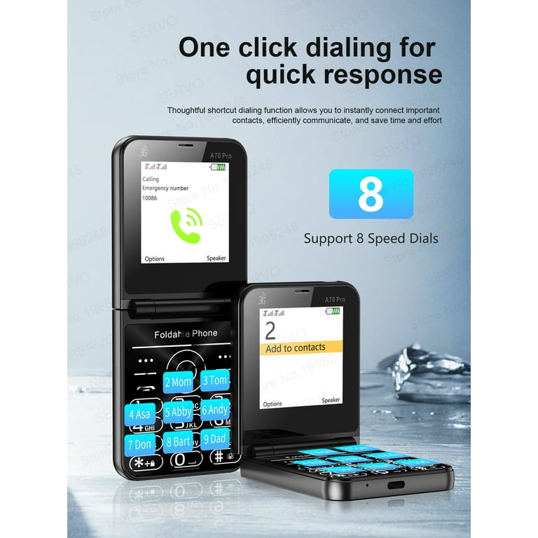 SERVO A70 Pro 2 SIM Card Flip Phone 3G WCDMA New Push Button