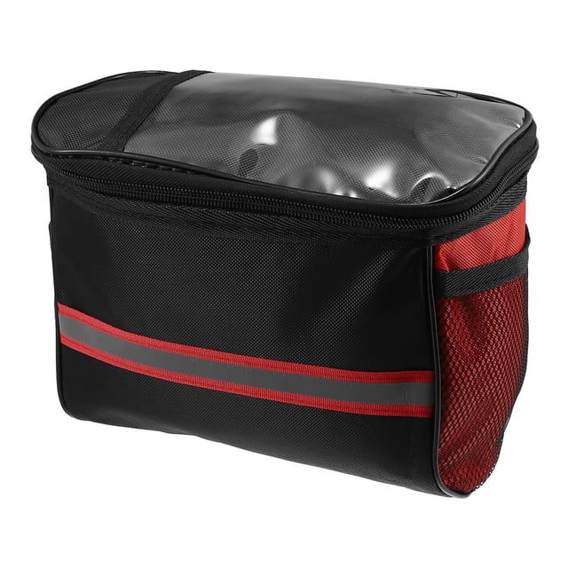 Bolsa de Manubrio de Bicicleta Unique Bargains con Soporte para Teléfono Rojo