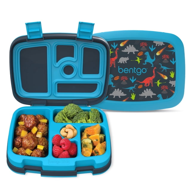 Bentgo Kids Prints Fiambrera para niños estilo Bento con 5 compartimentos a prueba de fugas, tamaños de porciones ideales para edades de 3 a 7 años, duradera, a prueba de caídas, apta para lavavajilla