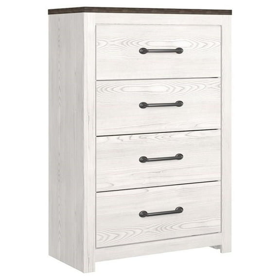 Ashley Furniture Gerridan Four Drawer Engineered Wood Chest in Gray and White