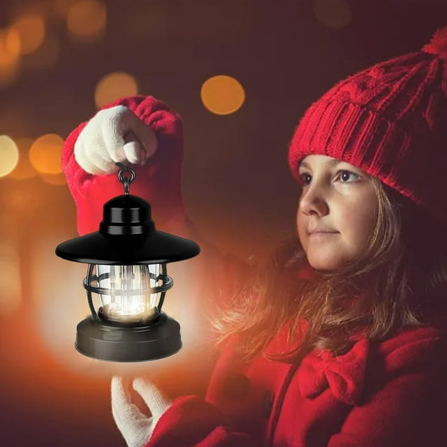 Portable Outdoor Hanging Tent Light, Solar Camping Lantern with Handle, Battery Operated Mantle Lamp