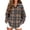 Brown #80, variant on Womens Tops Fall Button Down Long Sleeve Plaid Oversized Tops Flannel Fall Basic Casual Travel Shirts with Chest Pocket Vermilion XL