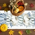 thumbnail image 3 of Fall Table Runner Thanksgiving White Blue Pumpkin Table Runners Floral Eucalyptus Leaves Cotton Linen Dresser Scarf Kitchen Dining Table Decor for Fall Holiday Party Decor 13x72 Inch, 3 of 9