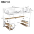 thumbnail image 3 of Twin Size Loft Bed with U Shaped Desk, Loft Metal Bed Frame with Charging Station and Storage Shelves, Safety Guard & Ladder, No Noise, No Box Spring Needed, 3 of 7