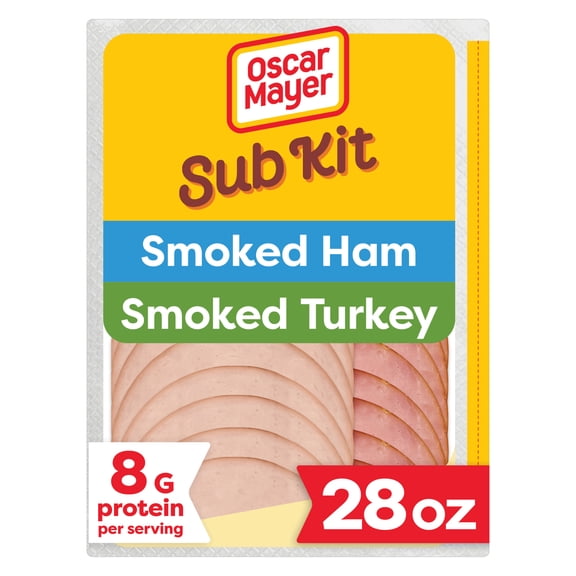 Oscar Mayer Sub Kit with Extra Lean Smoked Ham & Extra Lean Smoked Turkey Breast Sliced Deli Lunch Meat, 28 oz Package