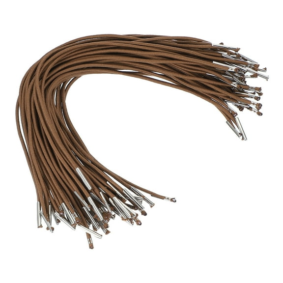 Uxcell 10 Inch Elastic Barbed Cord 2 mm Loop Stretch Round String with Metal Barb Fasteners, Brown 50 Pcs