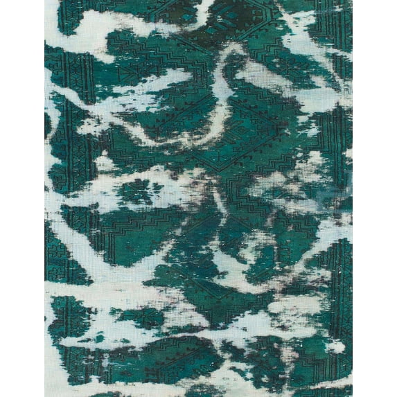 Ahgly Company Machine Washable Indoor Rectangle Abstract Medium Aqua Marine Green Area Rugs, 7' x 9'