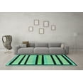 thumbnail image 3 of Ahgly Company Machine Washable Indoor Square Abstract Turquoise Blue Modern Area Rugs, 5' Square, 3 of 4