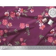 thumbnail image 2 of Soimoi polyester Crepe Fabric Leaves & Pink Flower Printed Fabric 1 Yard 42 Inch Wide, 2 of 3