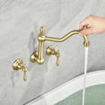thumbnail image 3 of sumerain Vintage Wall Mount Tub Faucet, 8 Inches Center 3 Hole Bathtub Filler Brushed Gold, 3 of 14
