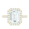 thumbnail image 4 of Rosec Jewels Cubic Zirconia Emerald Cut Engagement Ring with Halo - AAAA Quality Certified - Statement Ring - with Jewelry Box, 18K Yellow Gold, US 13.00, 4 of 8