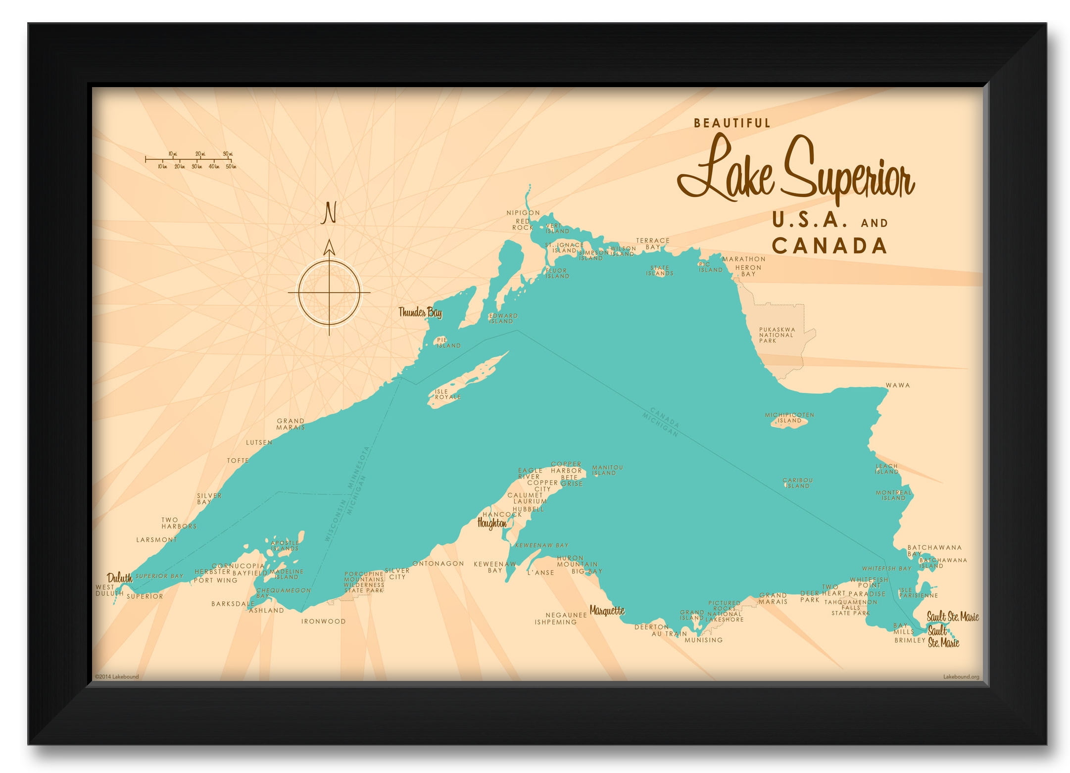 Lake Superior Map Art City Prints ED1