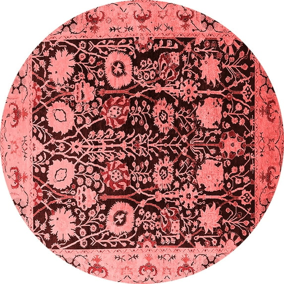 Ahgly Company Indoor Round Oriental Red Industrial Area Rugs, 3' Round