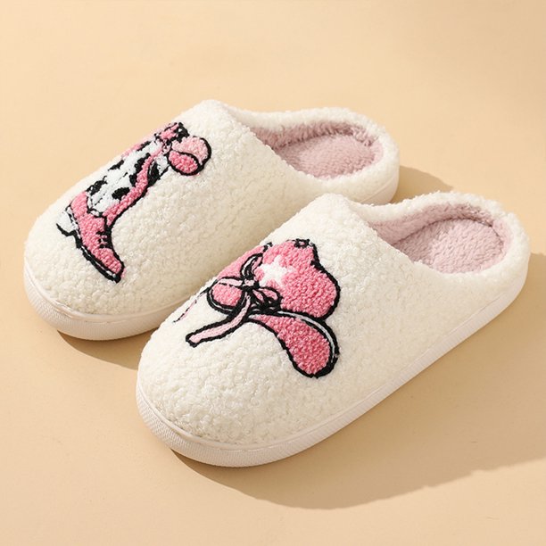 Zapatillas de felpa de dibujos animados, pantuflas peludas suaves, cómodas para dormitorio interior y exterior