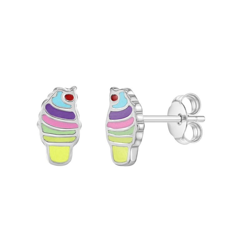 Colorful Ice Cream Cone Kids / Children's / Girls Jewelry Set Enamel - Sterling Silver at in Season Jewelry