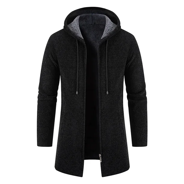 Men Hooded Long Cardigans Sweaters New Fashion Men Winter Outwear Casual Sweatercoats Fleece Thicker Warm Sweaters Size 4XL