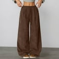 thumbnail image 2 of Hifoo Women's Casual Pants High Waist Loose Fit Comfortable Trousers Fall Winter Fashion Elastic Waistband Flowy Wide Leg Pants Solid Color Joggers Daily Slacks Fashionable, 2 of 7