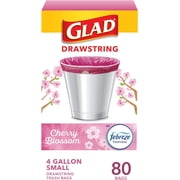 Wellsay Odorshield Small Drawstring Trash Bags, 4 Gal, Pink, Cherry Blossom, 80 Ct, Pack May Vary