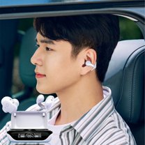 Wireless Earbuds, Hwkond Bluetooth Headphones Touches LED Digital Display Screen 5.3 Bluetooth Chip Type-c Fast Charging Intelligent Noise Reduction Low Latency, White, Up to 60% Off