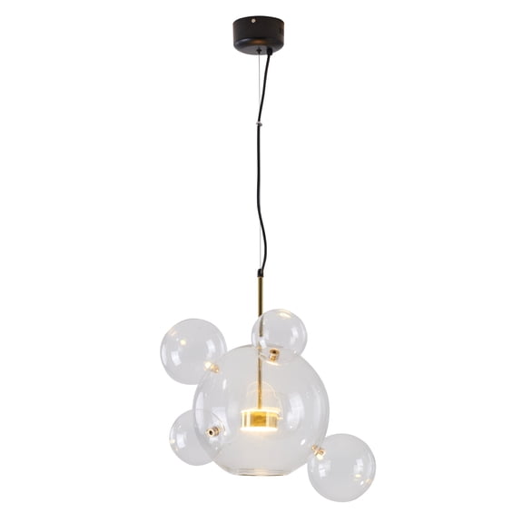 Bethel A Clear Bubble Glass Led Chandelier With Gold & Black Hardware