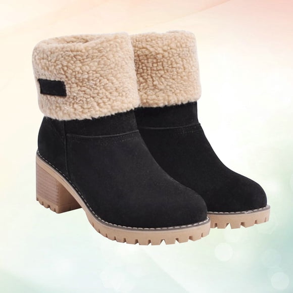 TABLETREANDS Negro De Para Mujer Botines Con Interior Peludo Para Frío