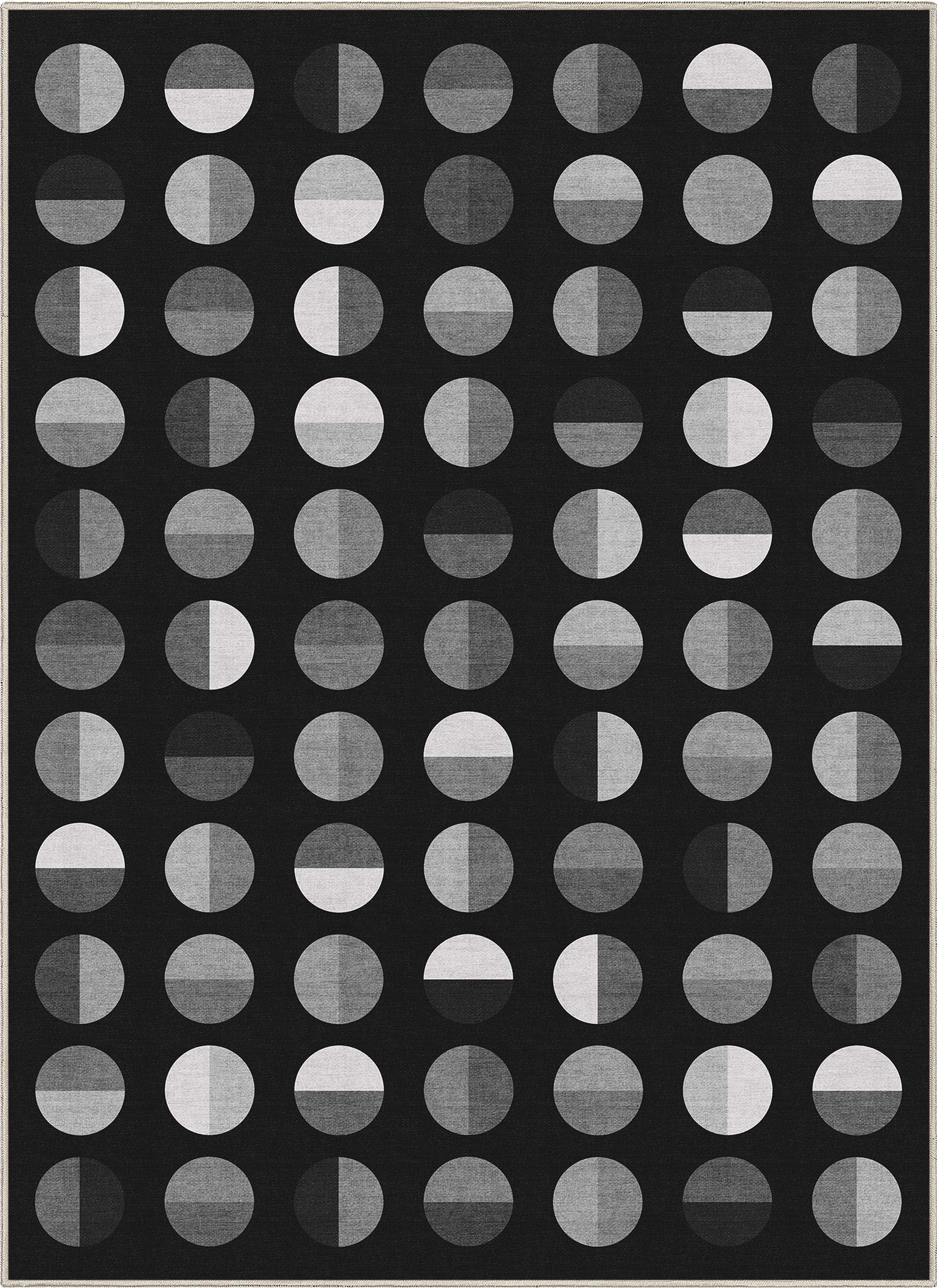 Well Woven Apollo Split Dot Mid-Century Modern Black Flat Pile Easy to Clean 5'3" x 7'3" Area Rug for Living Room Dining Room Bedroom and Kitchen