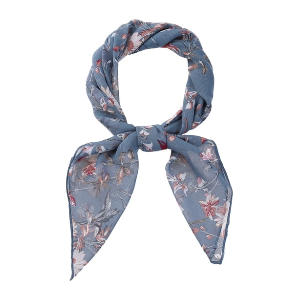 Bufandas de gasa para mujer - 27.6 X27.6 - Pañuelo cuadrado con estampado floral Pañuelo para el cuello Pañuelo para el cuello Azul polvoriento 70x70cm/27.6x27.6 inches(LxW)