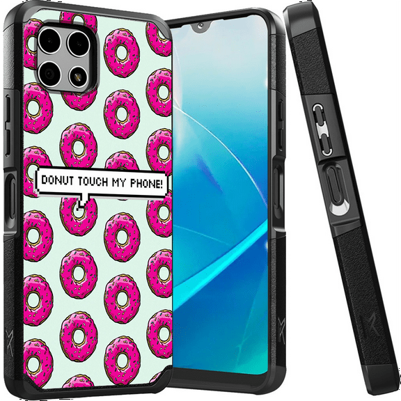 ANJ  Shockproof Dual Layer Slim Hard Case   Tempered Glass Cover Compatible with T-Mobile REVVL 7 5G - Donut Touch My Phone