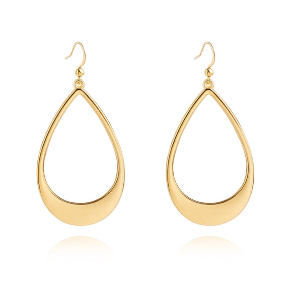 CANEVINKA 18K Gold plated Lightweght Long Teardrop Earrings Simple Drop Dangle Hanging Geometric Hollow Earrings for Women Gift for Her