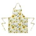 thumbnail image 2 of White Green Leaf Sunflower Pattern Apron-Garden Aprons for Women with Pockets-Cotton Linen Waterproof Kitchen Cooking Gardening Aprons Adjustable for Kitchen,Cooking,BBQ and Salon 33x27 Inch, 2 of 7