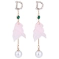 thumbnail image 1 of Pendientes de aleación de perlas de imitación colgantes de flores elegantes de moda para mujer con aguja de plata S925 (rosa), 1 of 2
