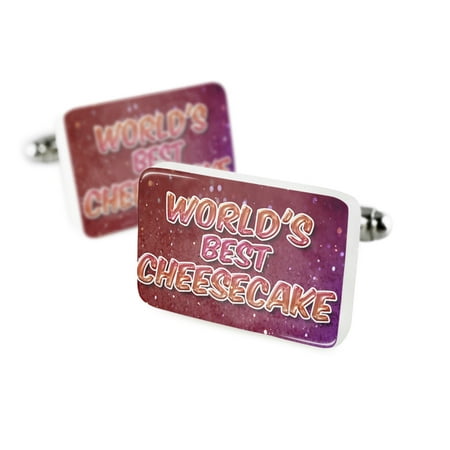 Cufflinks Worlds best Cheesecake, happy sparkelsPorcelain Ceramic NEONBLOND