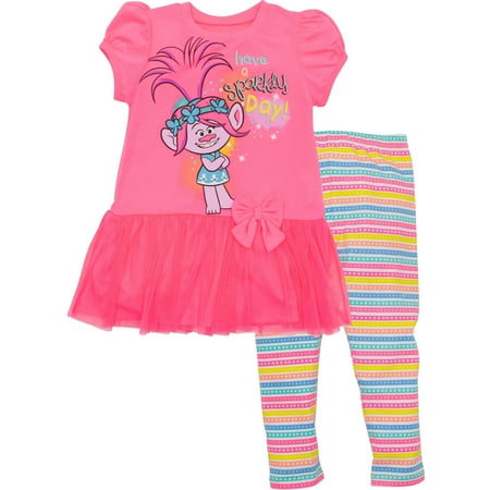 

DreamWorks Trolls Poppy Toddler Girls Fashion Pullover T-Shirt Legging Green/White 3T
