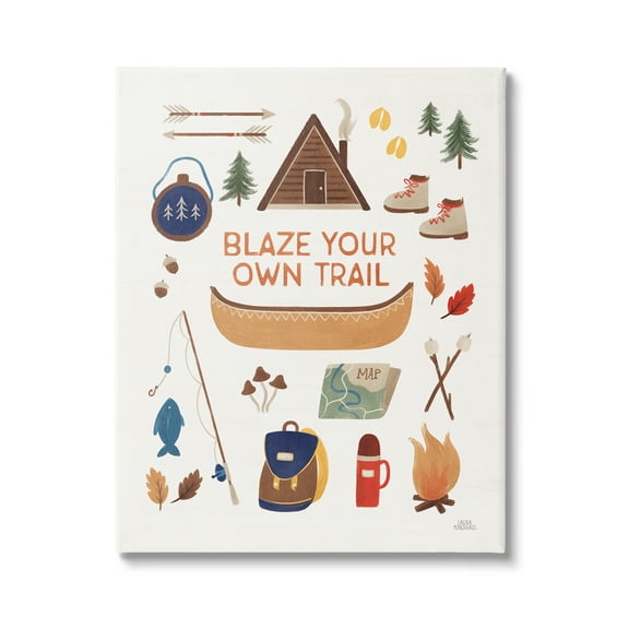 Stupell Industries Blaze Your Own Trail Phrase Typography Painting Gallery Wrapped Canvas Print Wall Art, 16 x 20