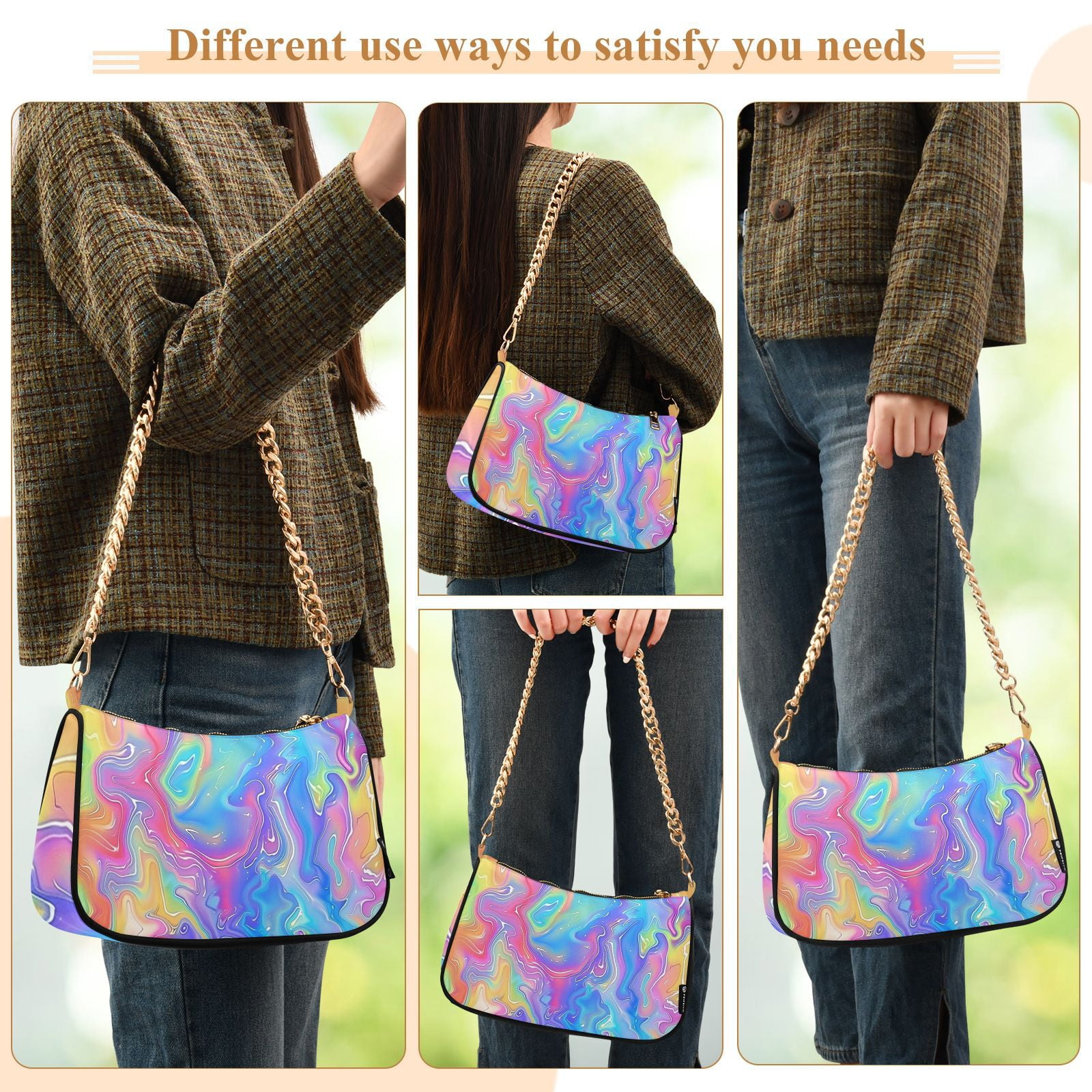 GraffitiWomen Small Shoulder Bag Crossbody Tote Hobo Bags Purse Clutch Handbags with Chain Strap for Women