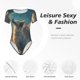thumbnail image 4 of Balery Starry Sky Cloud Wolf Body de cuello redondo de manga corta para mujer Tops de manga corta Tops básicos-Medium, 4 of 7