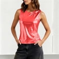 thumbnail image 6 of cocolona Summer Shiny Tank Tops Crew Neck Sleeveless Slim Fit Party Club Shirts Trendy Casual Sparkly Blouses, 6 of 7