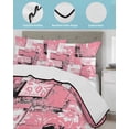 thumbnail image 4 of Quilts Full Size Bedding Set, Pink White Lightweight Quilted Comforter, Modern Abstract Art Botanical Soft Reversible Bedspread Coverlet with Pillow Covers for All Season, 78" x 90", 4 of 7