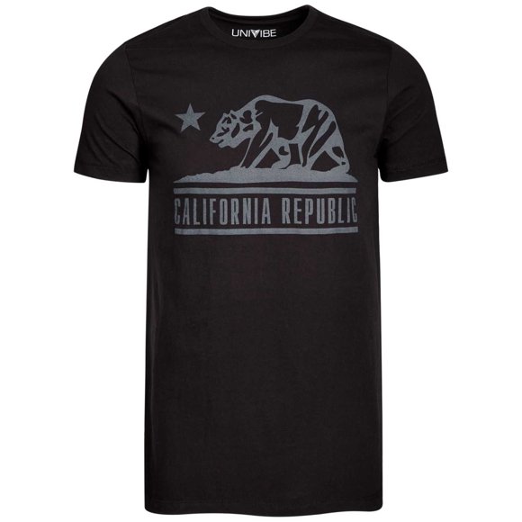 Univibe Men’s California Republic Bear Graphic T-Shirts, Black, Small