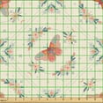 thumbnail image 2 of Ambesonne Floral Moth Fabric by the Yard Upholstery, Oriental Luna Wingy Art, 3 Yards, Champagne Coral Sea Blue, 2 of 5