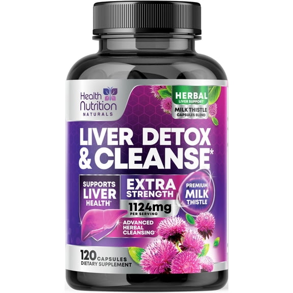 Gentle Liver Cleanse Detox & Repair Formula - Herbal Liver Supplement - Milk Thistle with Silymarin, Artichoke Extract, Dandelion, Beet Root, Chicory & Turmeric to Support Liver Health - 120 Capsules