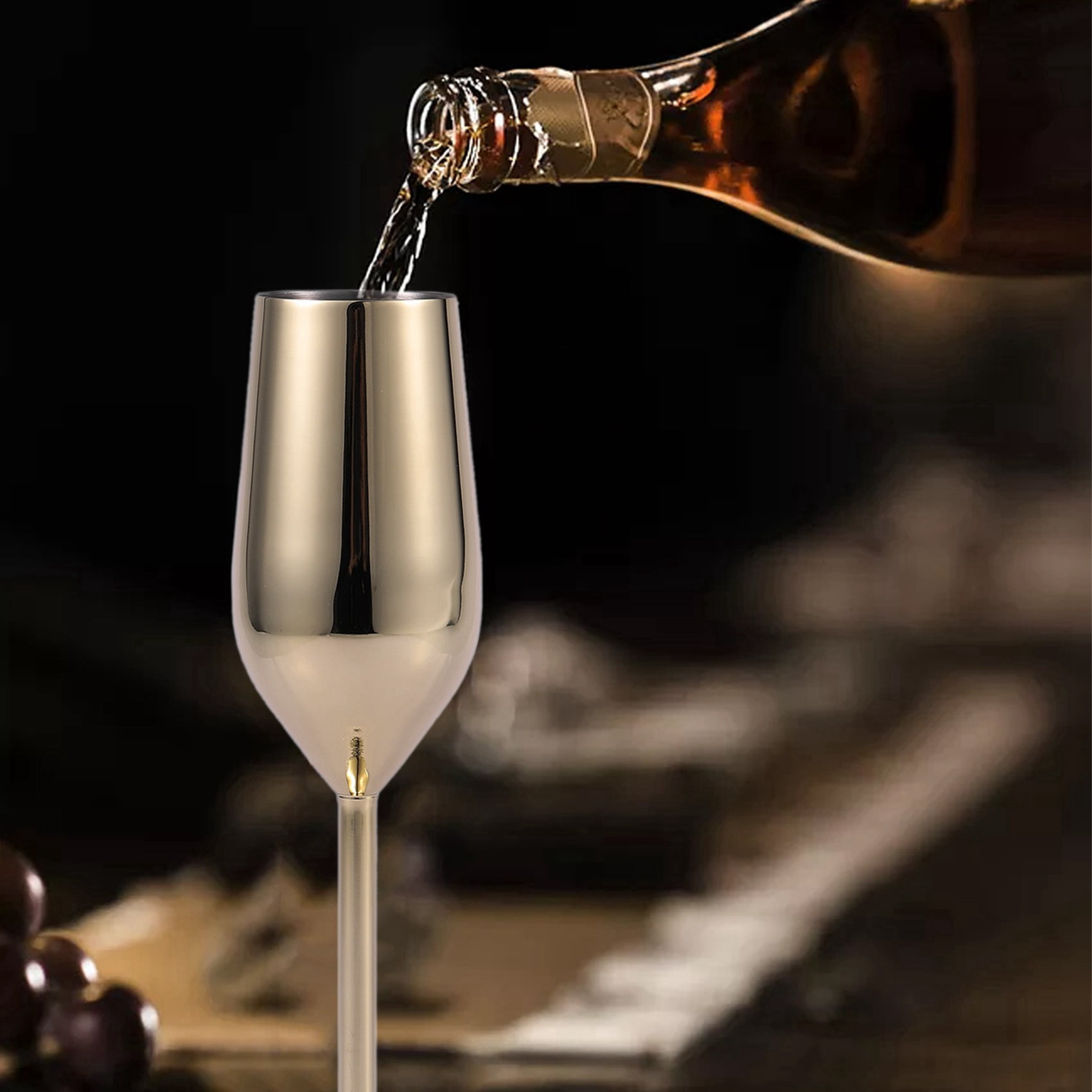 4Pcs/Set Shatterproof Stainless Champagne Glasses Brushed Gold Wedding Toasting Champagne Flutes Drink Cup