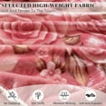 thumbnail image 3 of WOOW DEPOT Thick Fleece Bed Blanket, 1 PCS Rose Floral Printed 7.3 lbs Heavy, Soft Warm Mink Blanket Luxurious Reversible, Full Queen 78.7" x 90.5", Pink, 3 of 7