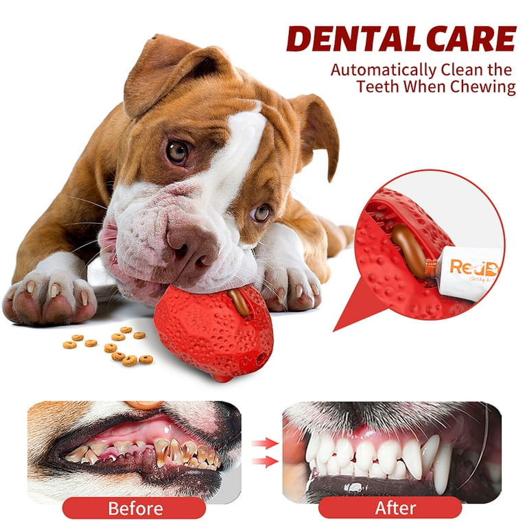 Dog Chew Toy For Large & Medium Dogs, Rubber Treat Dispensing Toy