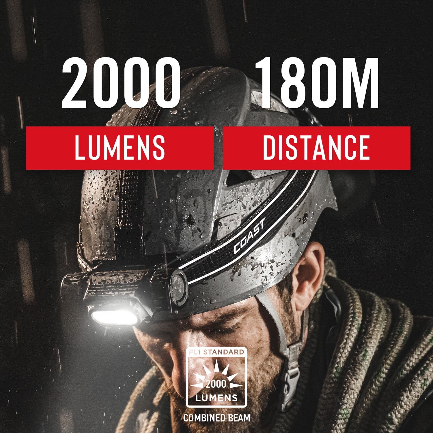 Coast WPH34R 2000 lm Black/Gray LED Head Lamp