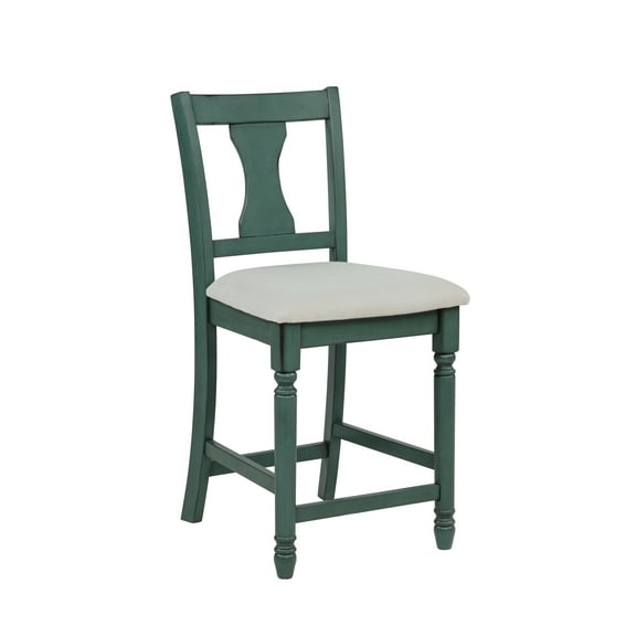 Powell Willow 24" Indoor Wood Counter Stool, Set of 2,Teal/Cream