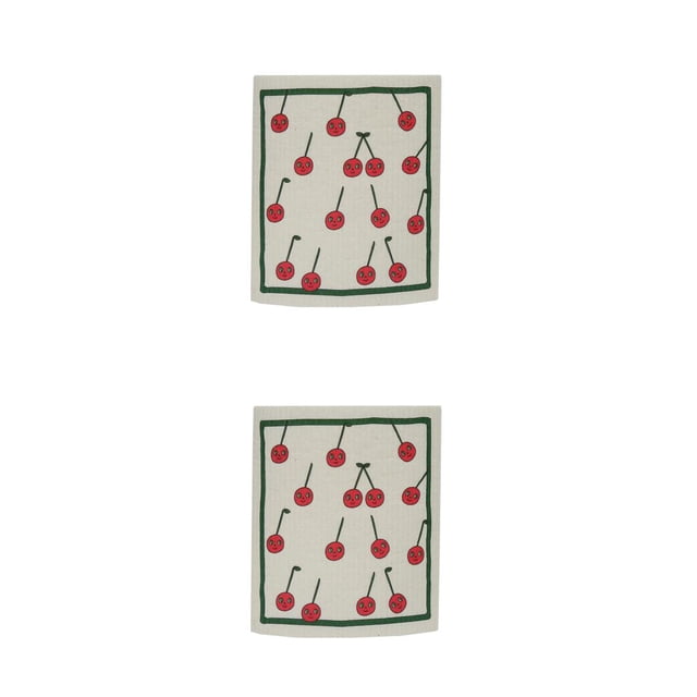 Inteprter Paño de limpieza de cocina Cuencos Toalla de Trapo de Utensilios de cocina Paños de platos absorbentes con patrones encantadores Cereza 2Conjunto