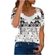 thumbnail image 1 of Blusa informal de manga corta con cuello en V y encaje con hombros descubiertos para mujer OAVQHLG3B Store  lin121212, 1 of 5