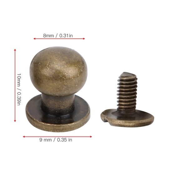 Rivet 20PCS 9 x 8mm DIY Copper Rivets Round Head  Nail Bag Shoes Accessories for Leather